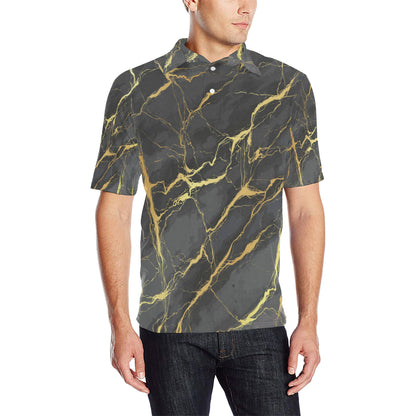 Marble Pattern Print Design 02 Men Polo Shirt
