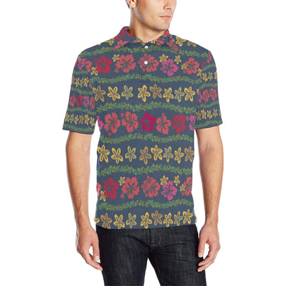 Hawaiian Themed Pattern Print Design H018 Men Polo Shirt