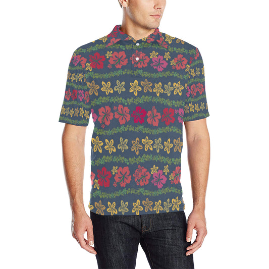 Hawaiian Themed Pattern Print Design H018 Men Polo Shirt