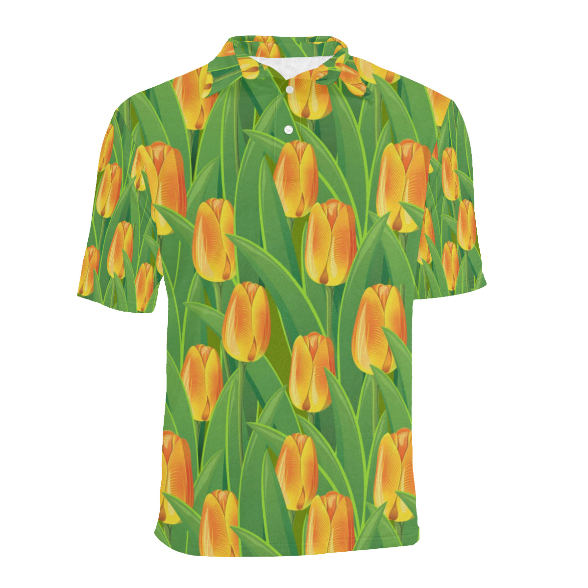Tulip Orange Pattern Print Design TP07 Men Polo Shirt