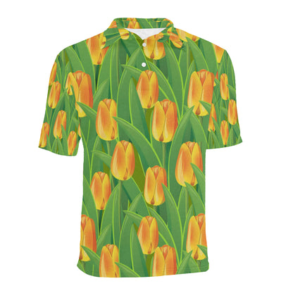 Tulip Orange Pattern Print Design TP07 Men Polo Shirt