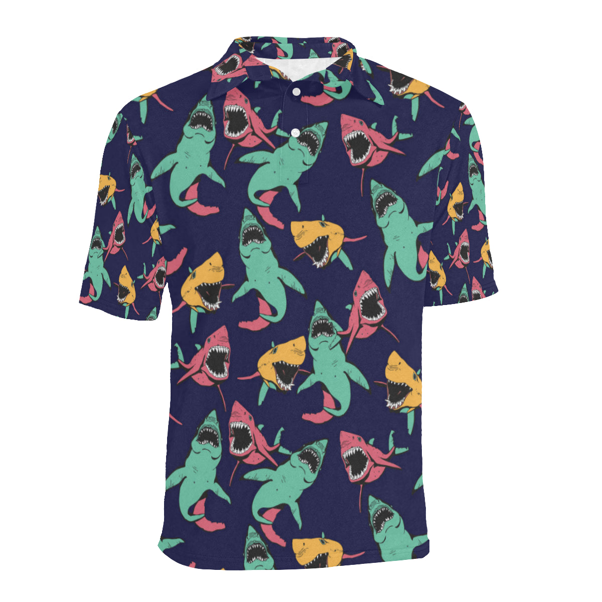 Shark Bite Pattern Men Polo Shirt