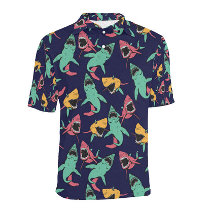 Shark Bite Pattern Men Polo Shirt