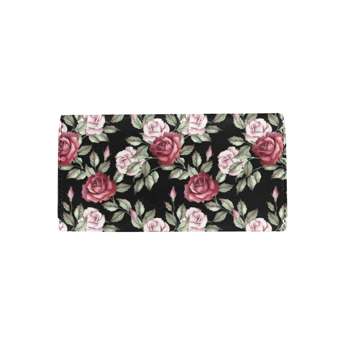 Rose Red Pink Pattern Print Design RO03 Women's Trifold Wallet