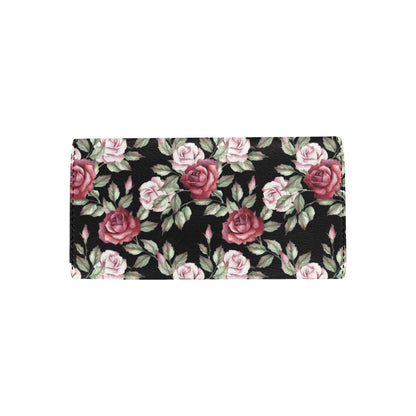 Rose Red Pink Pattern Print Design RO03 Women's Trifold Wallet