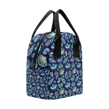 Beach Seashell Blue Print Insulated Lunch Bag