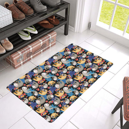 Sloth Cartoon Design Themed Print Rubber Doormat