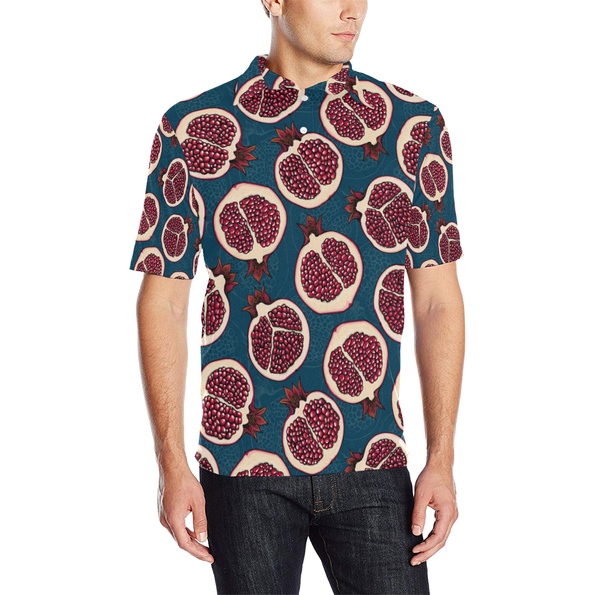 Pomegranate Pattern Print Design PG02 Men Polo Shirt