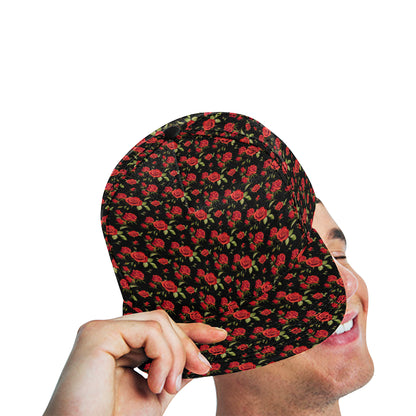 Red Rose Themed Print Snapback Cap