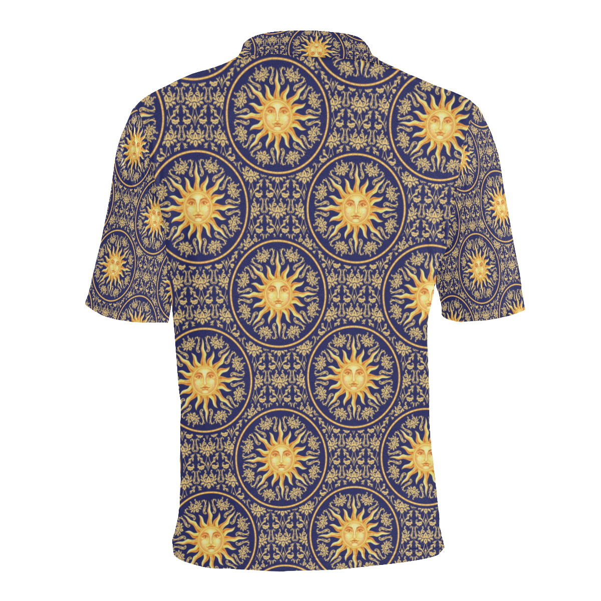 Celestial Gold Sun Face Men Polo Shirt