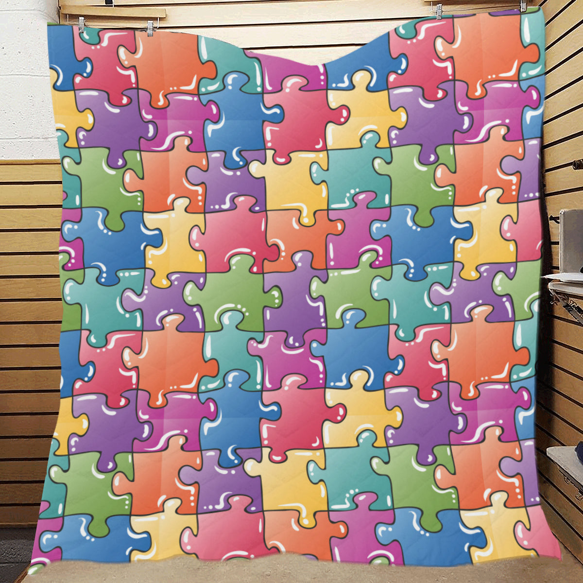 Puzzle Pattern Print Design A05 Premium Quilt