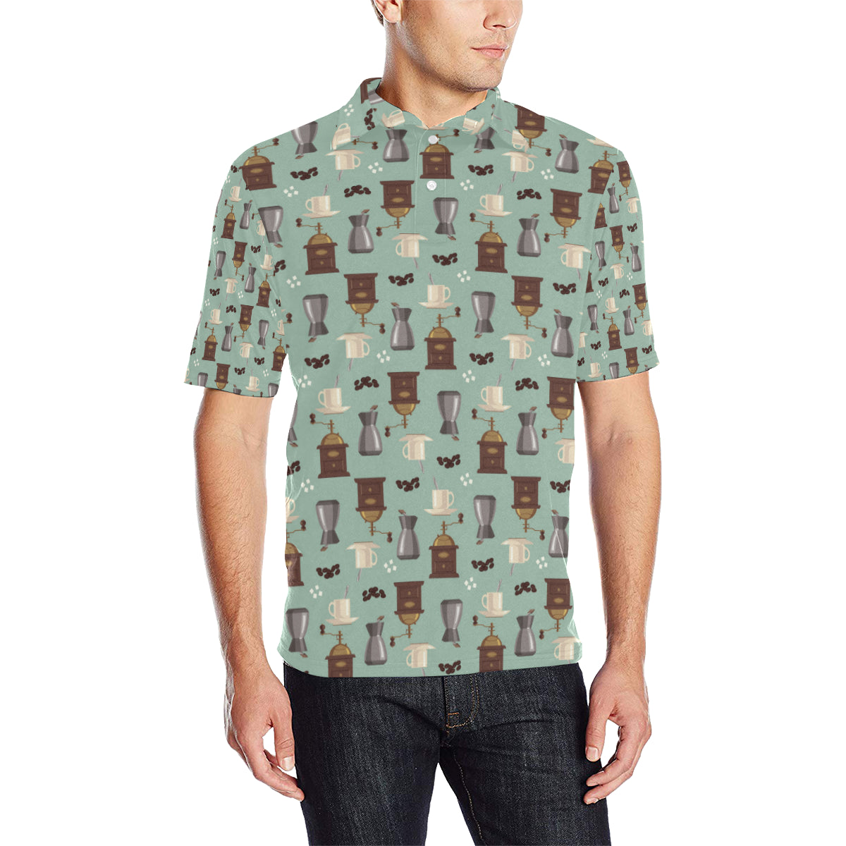 Coffee Pattern Print Design 04 Men Polo Shirt