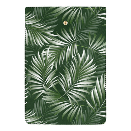 White Green Tropical Palm Leaves Women's Trifold Wallet