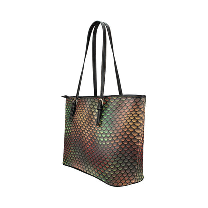 Snake Skin Colorful Print Leather Tote Bag