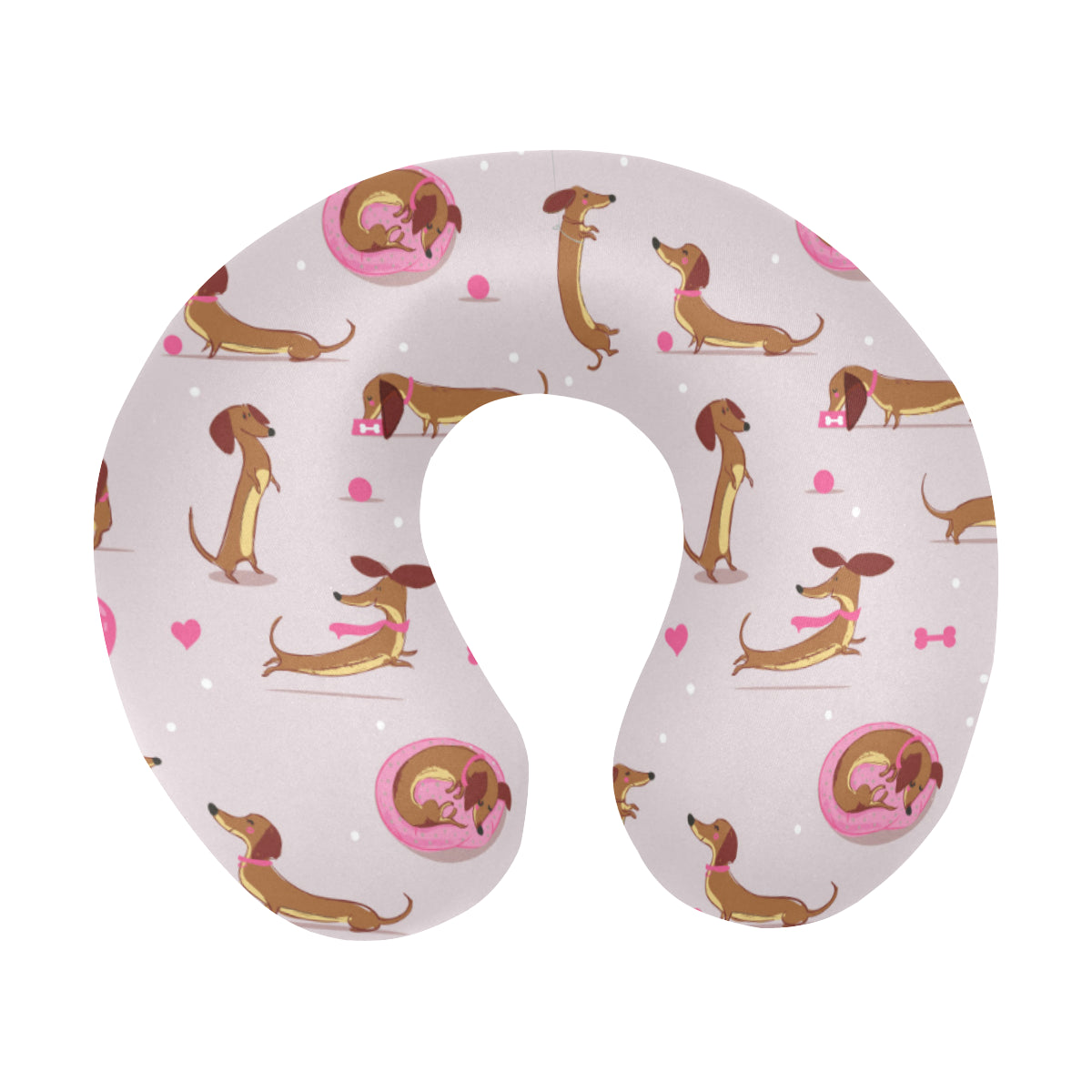 Dachshund Pattern Print Design 10 U-Shaped Travel Neck Pillow