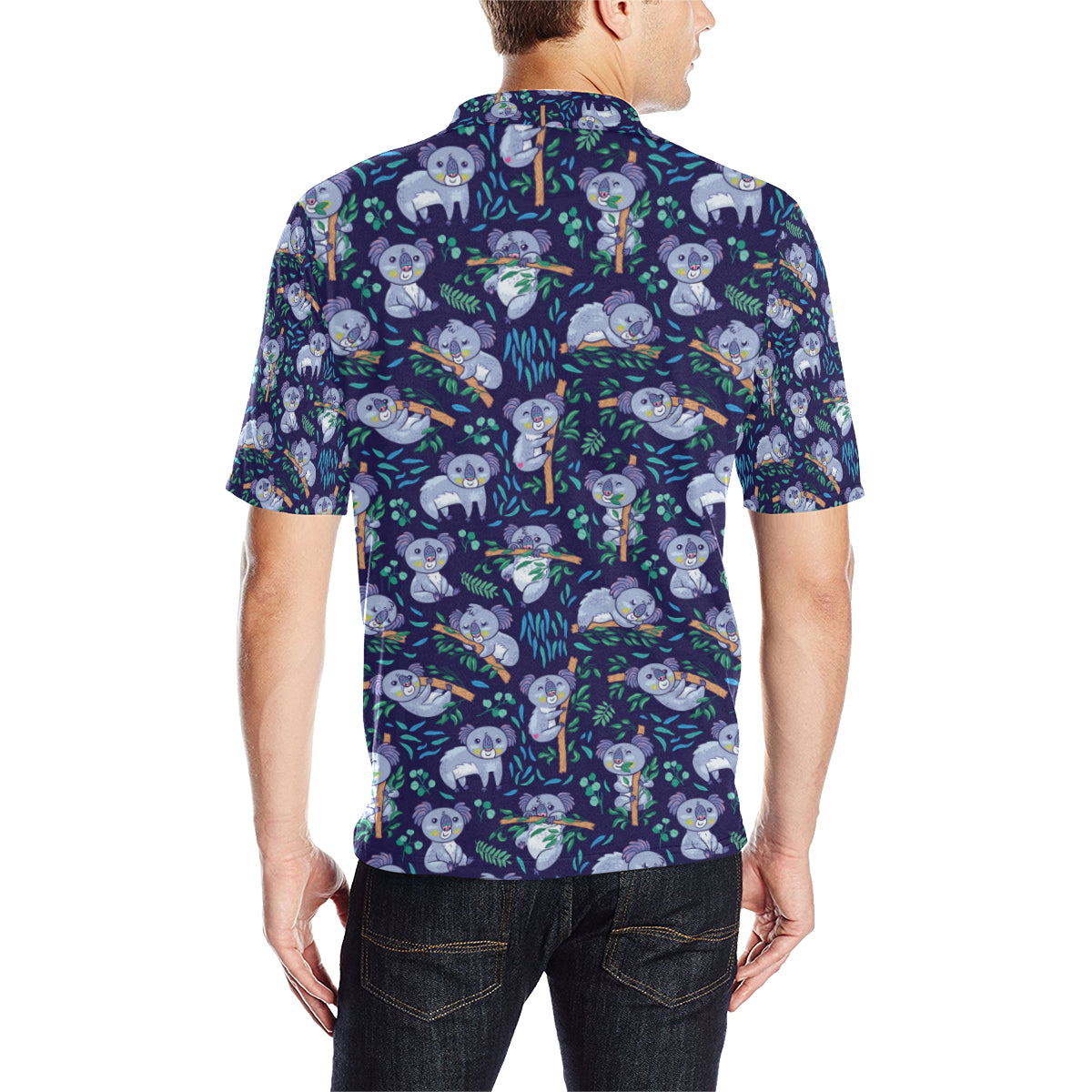Koala Themed Design Print Men Polo Shirt