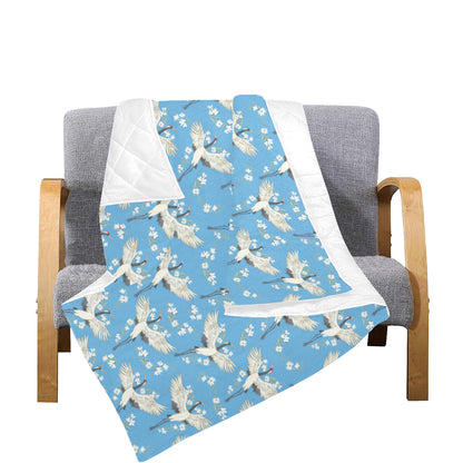 Crane Pattern Print Design 03 Premium Quilt