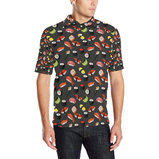 Sushi Design Print Men Polo Shirt