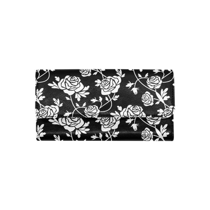 Rose Pattern Print Design RO013 Women's Trifold Wallet