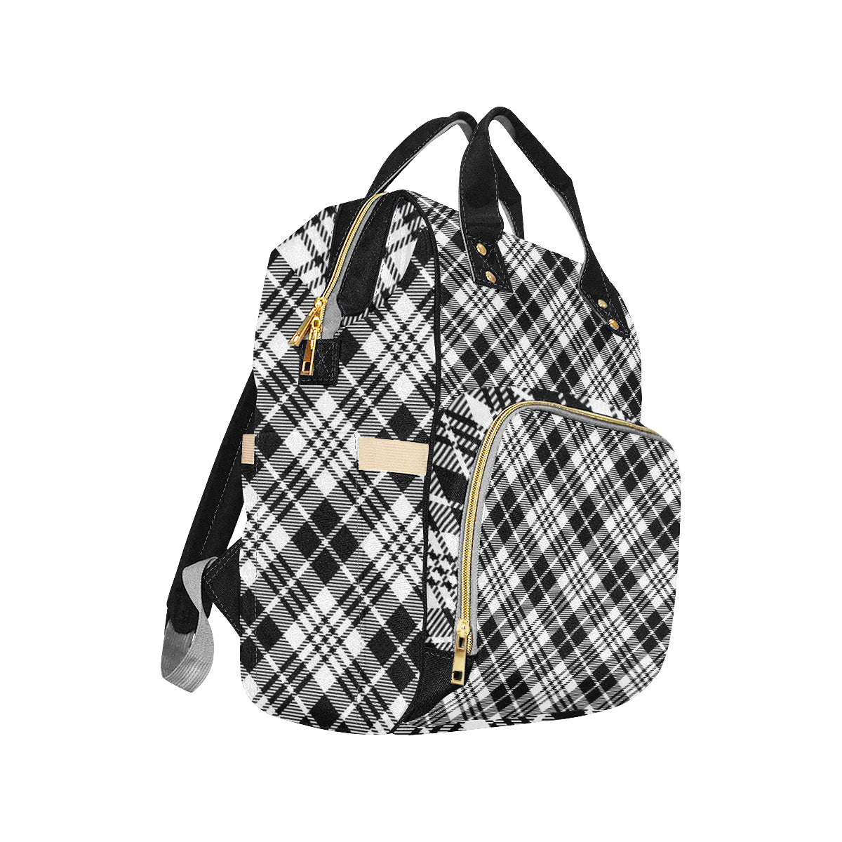 Plaid Black White Pattern Print Design A02 Diaper Bag Backpack