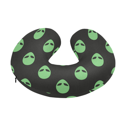 Alien Green Neon Pattern Print Design 01 U-Shaped Travel Neck Pillow