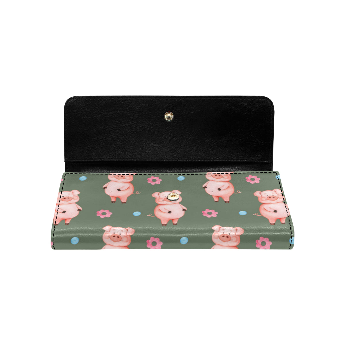 Pig Pattern Print Design 03 Women's Trifold Wallet