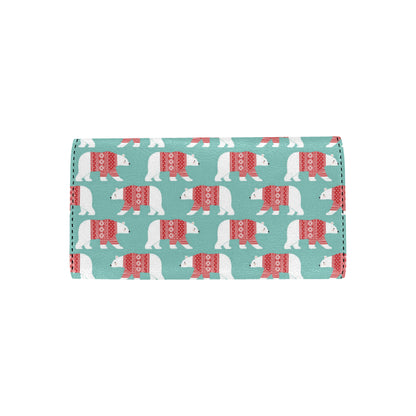 Polar Bear Pattern Print Design A04 Women's Trifold Wallet