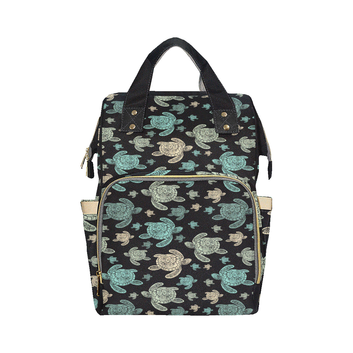 Sea Turtle Stamp Pattern Diaper Bag Backpack