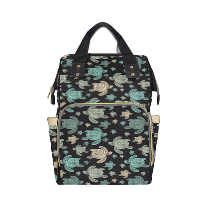 Sea Turtle Stamp Pattern Diaper Bag Backpack