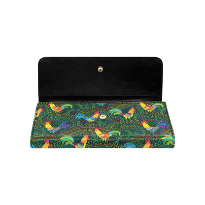 Rooster Pattern Print Design A01 Women's Trifold Wallet