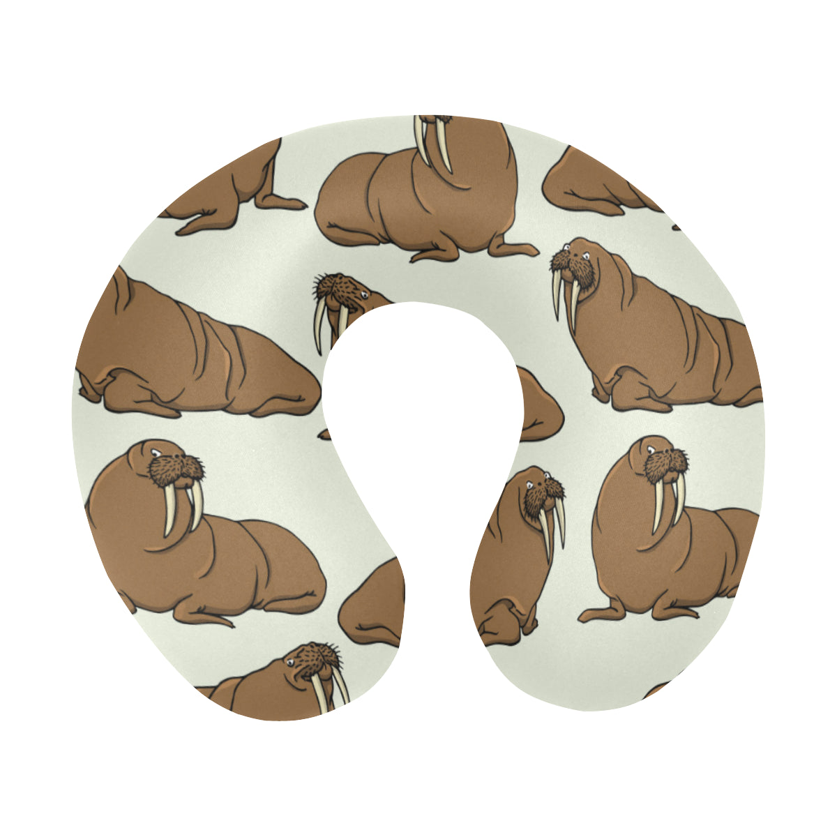 Walrus Pattern Print Design 03 U-Shaped Travel Neck Pillow