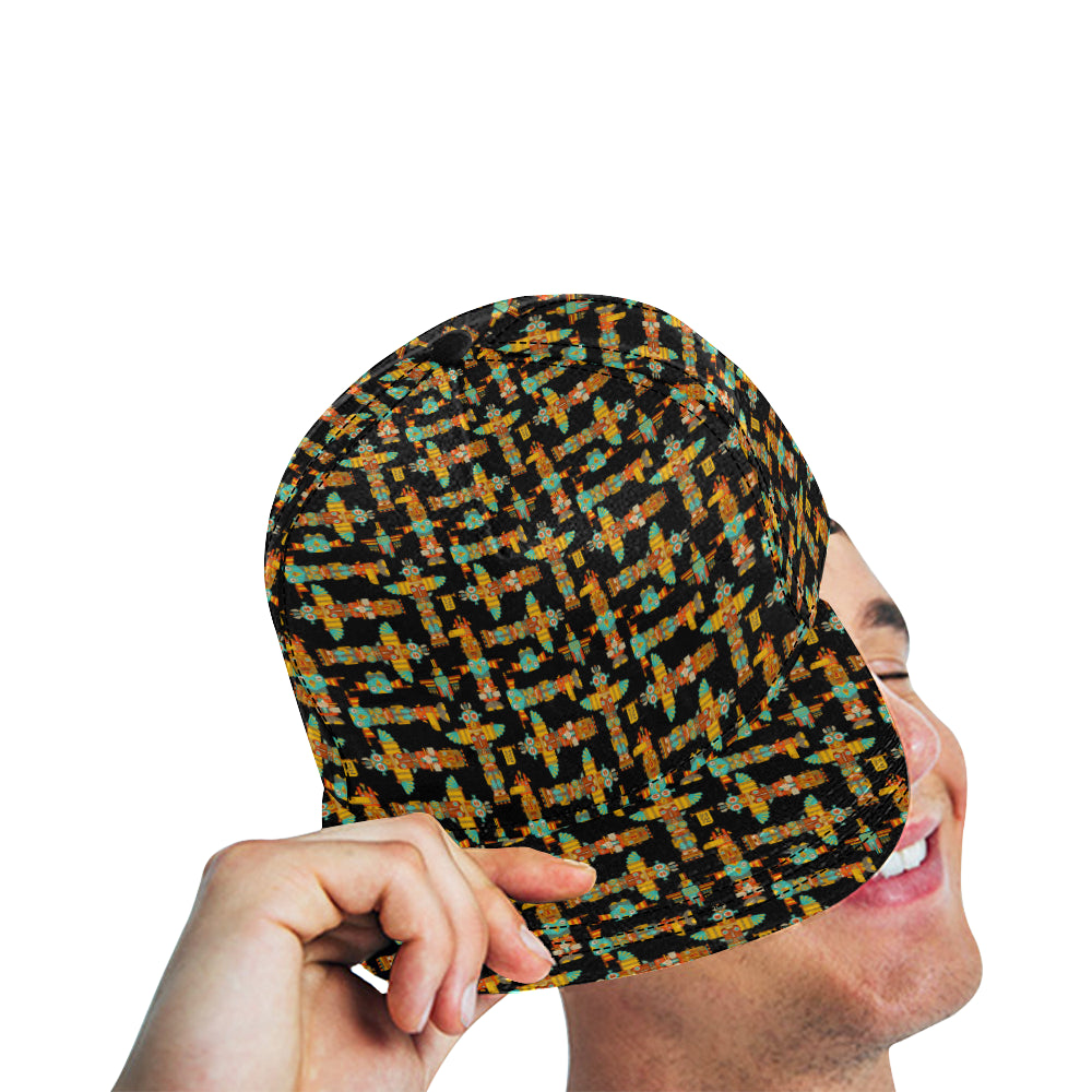 Totem Pole Cartoon Print Snapback Cap
