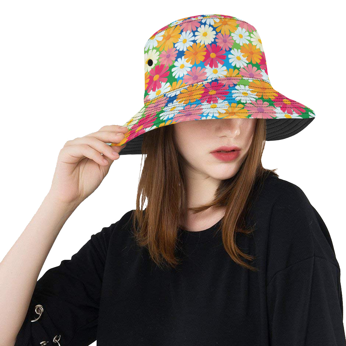 Daisy Pattern Print Design DS05 Unisex Bucket Hat