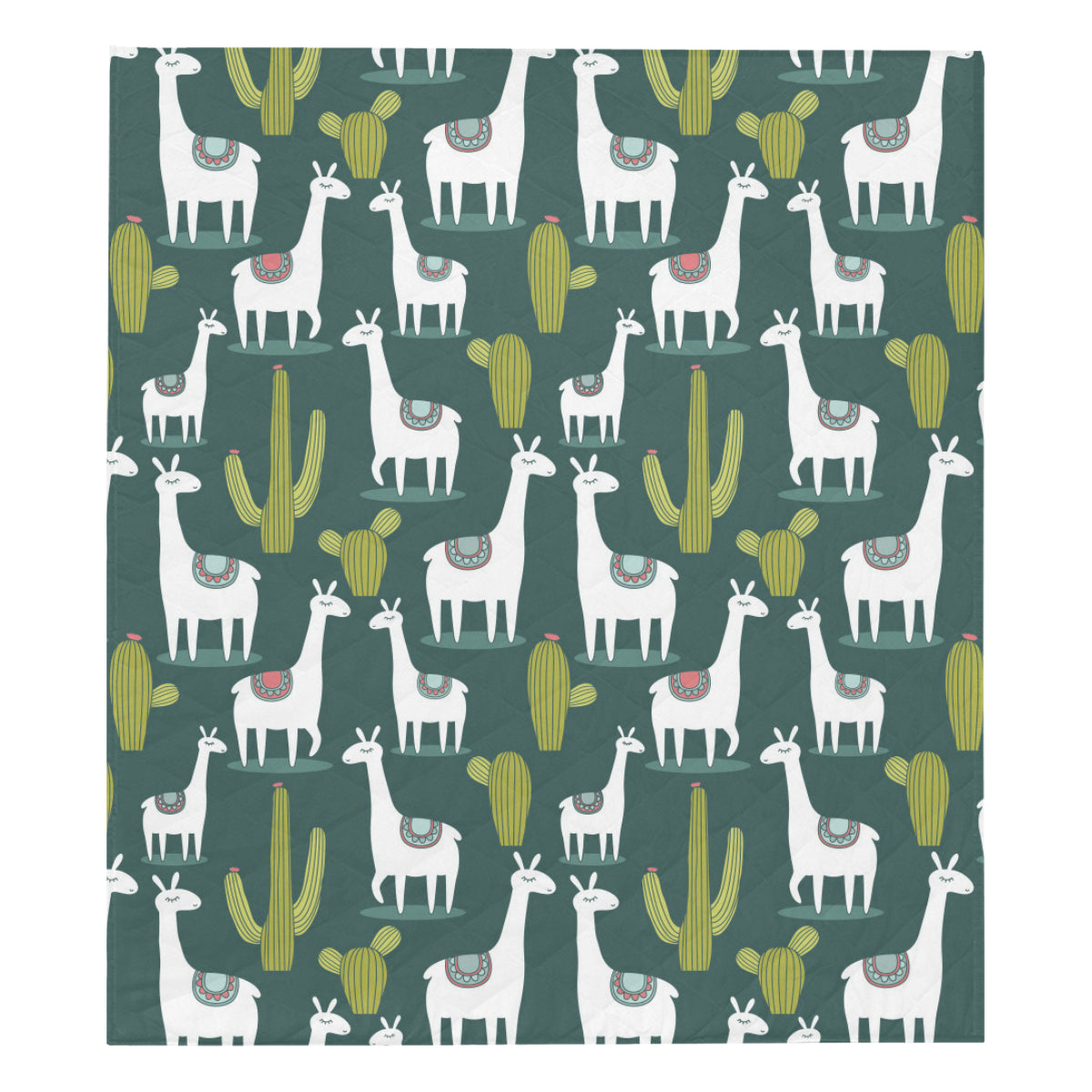 Llama Cactus Pattern Print Design 02 Premium Quilt