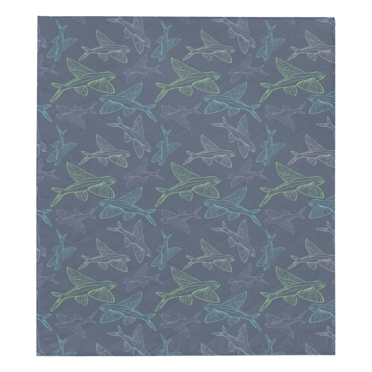 Flying Fish Pattern Print Design 02 Premium Quilt
