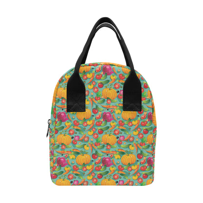 Vegan Colorful Themed Design Print Insulated Lunch Bag