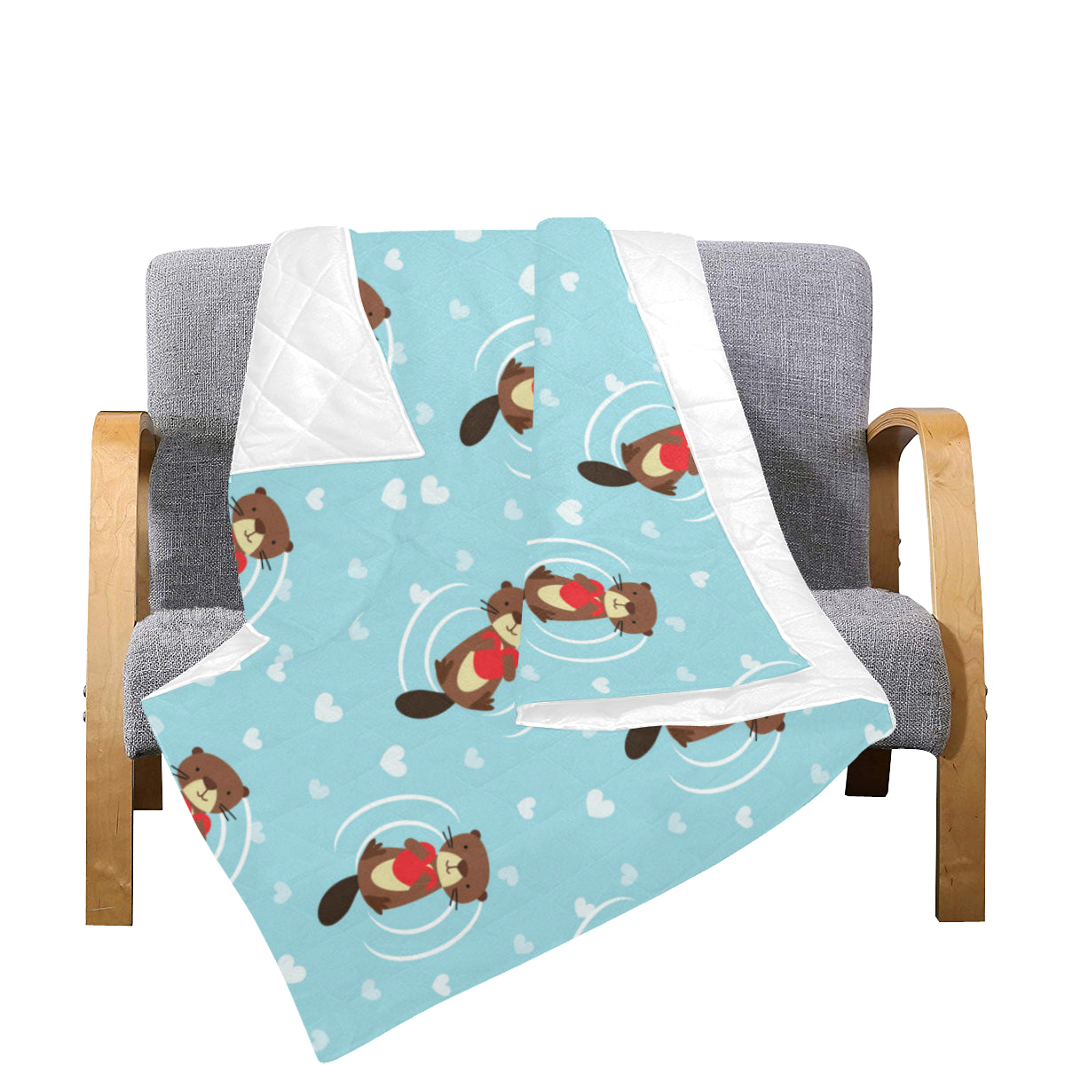 Sea Otter Cute Pattern Print Design 04 Premium Quilt