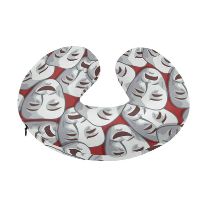 Acting Mask Pattern Print Design 01 U-Shaped Travel Neck Pillow