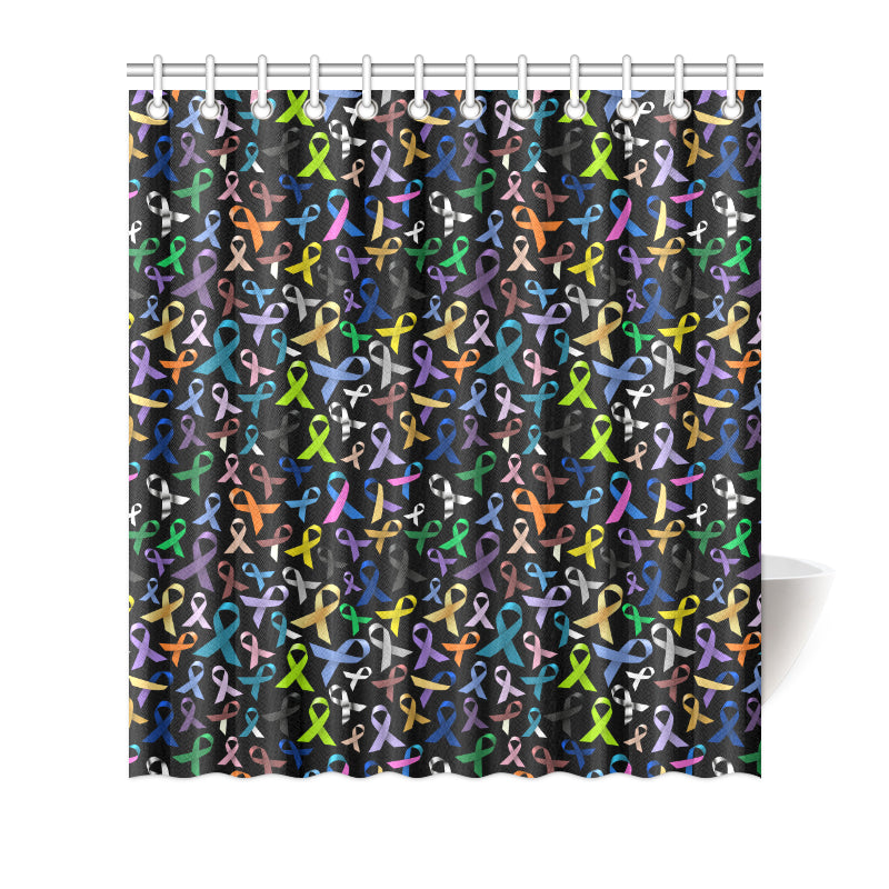 Breast Cancer Awareness Colorful Print Shower Curtain