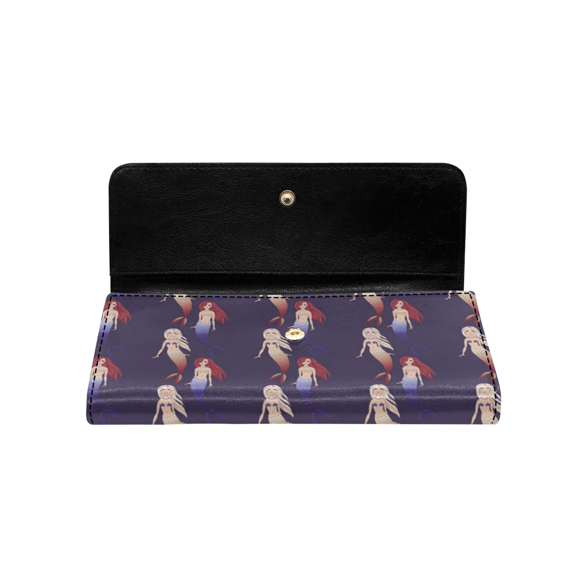 Mermaid Pattern Print Design 02 Women's Trifold Wallet