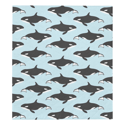 Killer Whale Pattern Print Design 01 Premium Quilt
