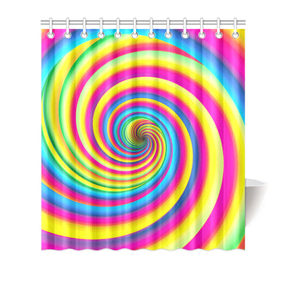 Vortex Twist Swirl Rainbow Design Shower Curtain