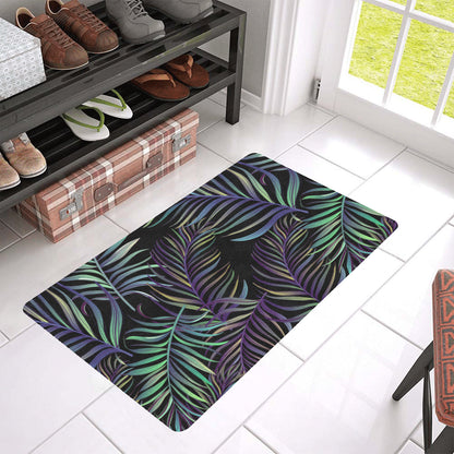 Tropical Palm Leaves Pattern Brightness Rubber Doormat