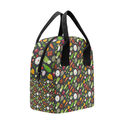 Vegan Pattern Themed Design Print Insulated Lunch Bag