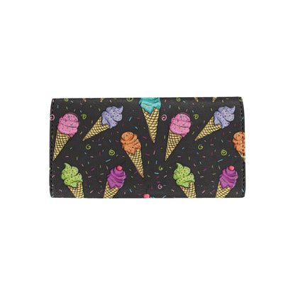 Ice Cream Pattern Print Design IC06 Women's Trifold Wallet