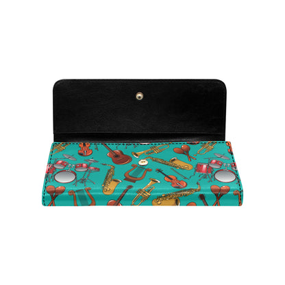 Drum Set Pattern Print Design 01 Women's Trifold Wallet