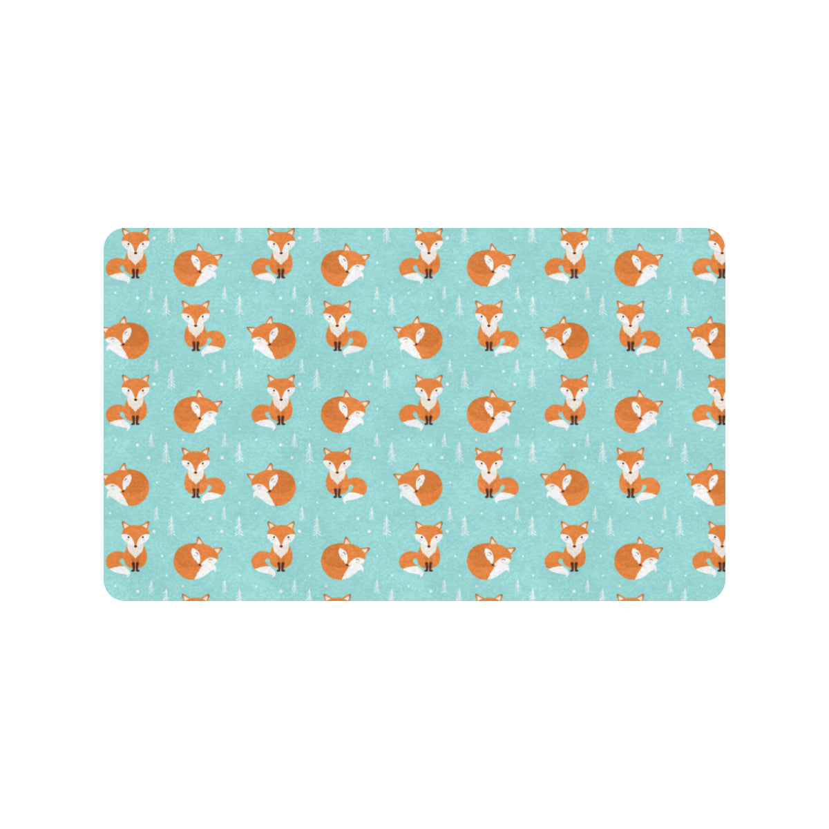 Fox Design Snow Print Pattern Rubber Doormat