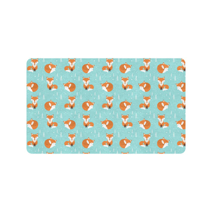 Fox Design Snow Print Pattern Rubber Doormat