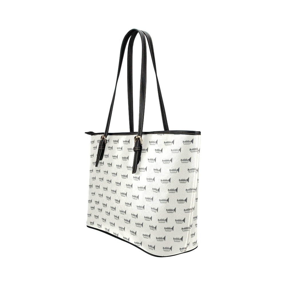Trumpet Pattern Themed Print Leather Tote Bag