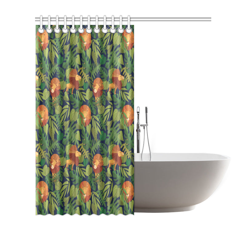 Lion Jungle Pattern Print Design 05 Shower Curtain